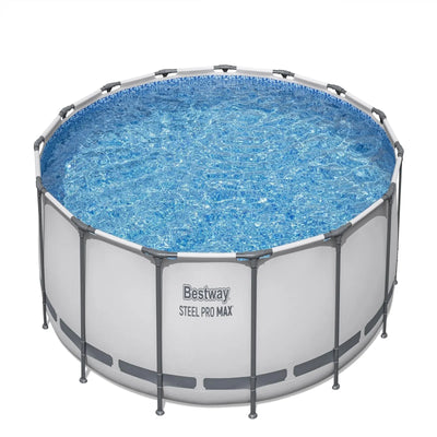 Bestway Steel Pro MAX 10 Foot x 30 Inch Round Metal Frame Above Ground Outdoor Backyard Swimming Pool Set with 330 GPH Filter Pump